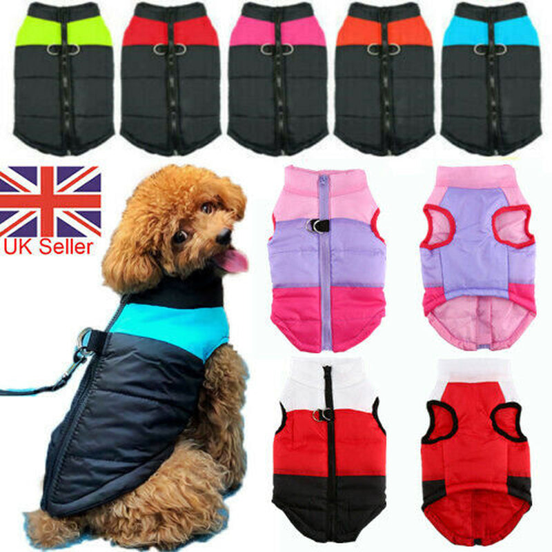 Warm Pet Dog Coats Jacket Outdoor Clothes Waterproof Winter Vest Puppy Coat UK