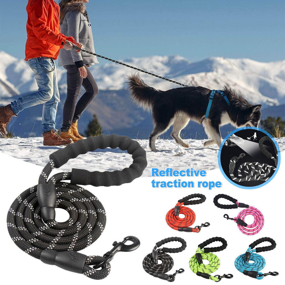 5FT Leash Braided Rope Pet Dog Leads Strong Reflective Soft for M/Large Dog Walk