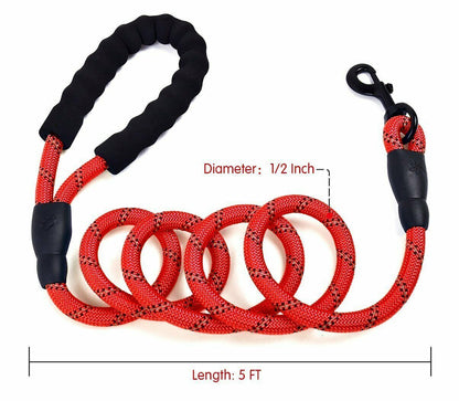 5FT Leash Braided Rope Pet Dog Leads Strong Reflective Soft for M/Large Dog Walk