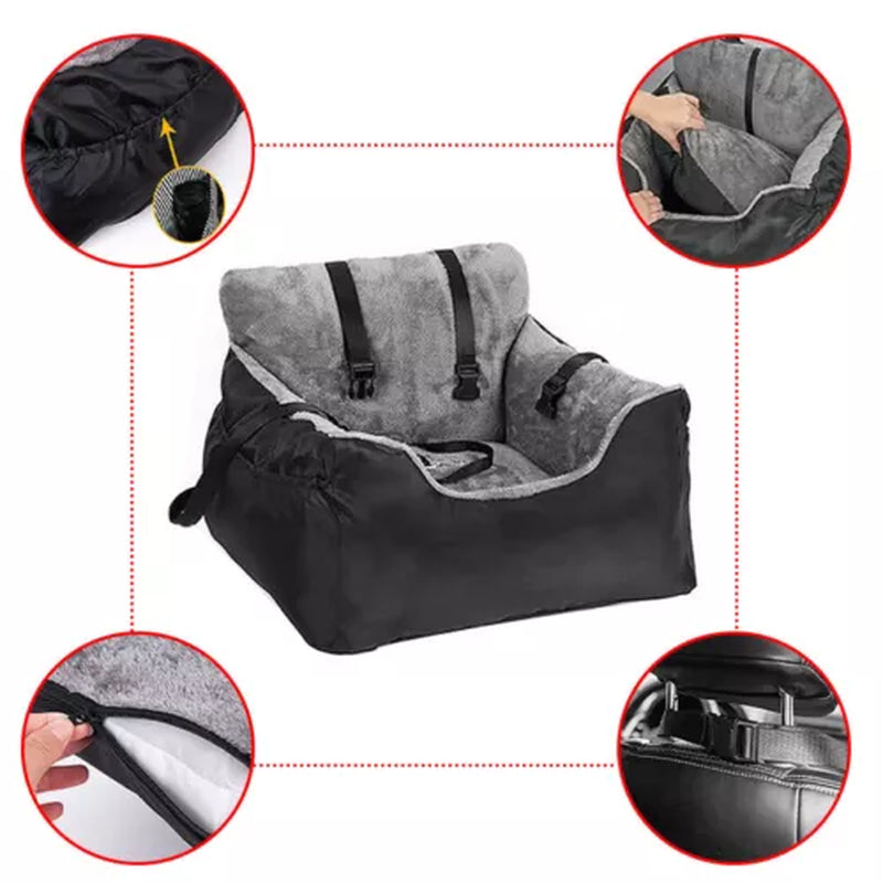 Washable Dog Car Seat Bed Pet Booster Seat Pet Travel Carrier with Safety Leash